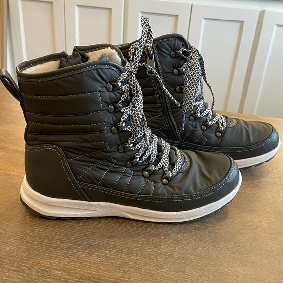 KHOMBU Elsa Grey Cold Weather Waterproof Snow Rain Boots Shoes Women's 9 - Picture 2 of 10